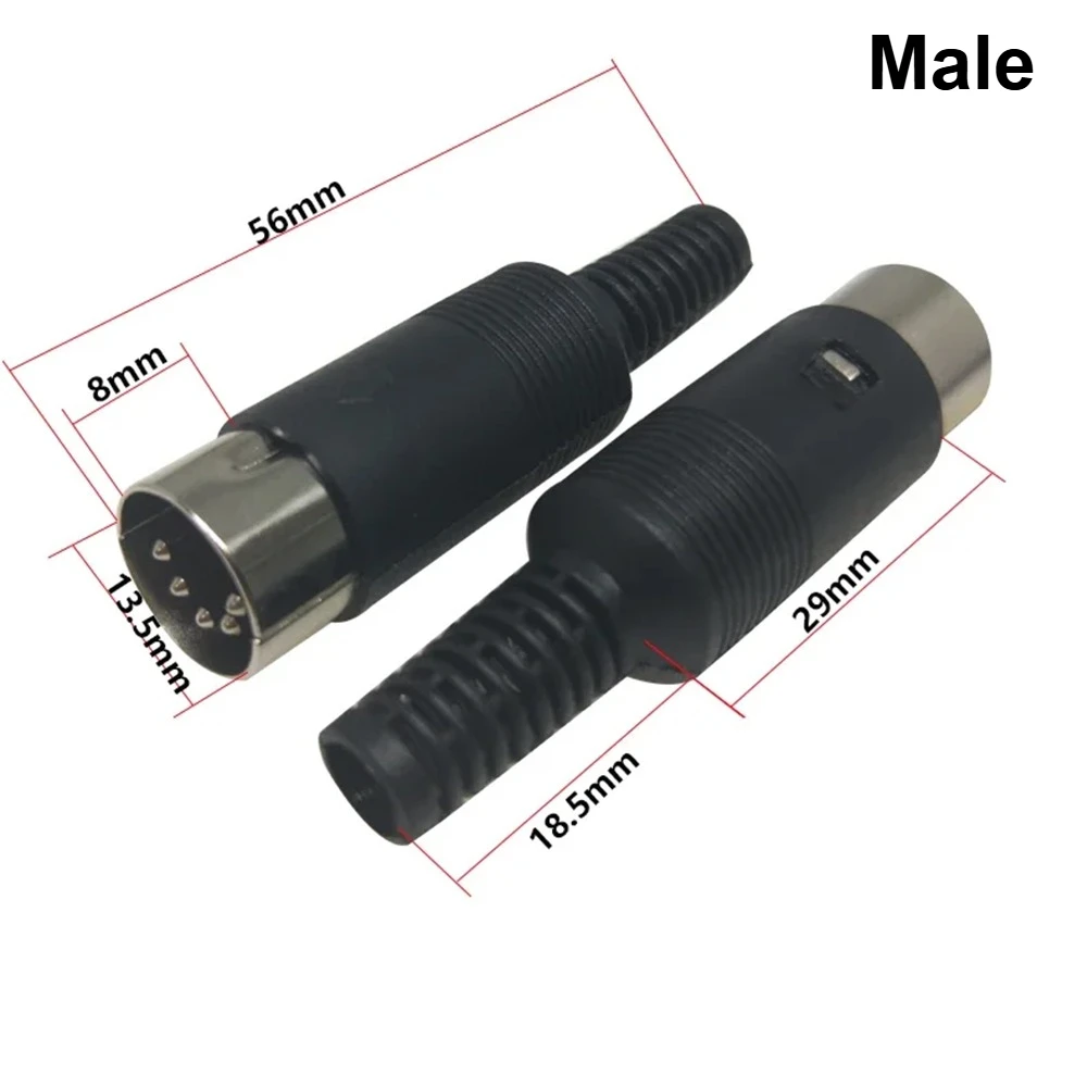 100 Stück Lötanschluss DIN 3 4 5 6 7 8 Pin DIN-Stecker-Buchse mit Kunststoffgriff + Buchse mit gepelstem Panel-Mount-Chassis – Detail 6