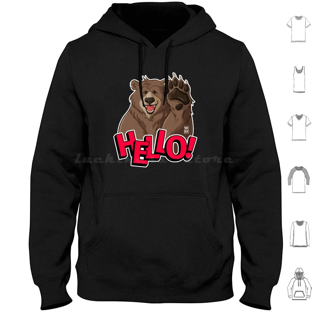 Bobo Hello Hoodie Cotton Long Sleeve Bobobear Bobobearart Bobo Bear Bear Bear Week Bear Weekend Otter Bear Art Bear Art Pride