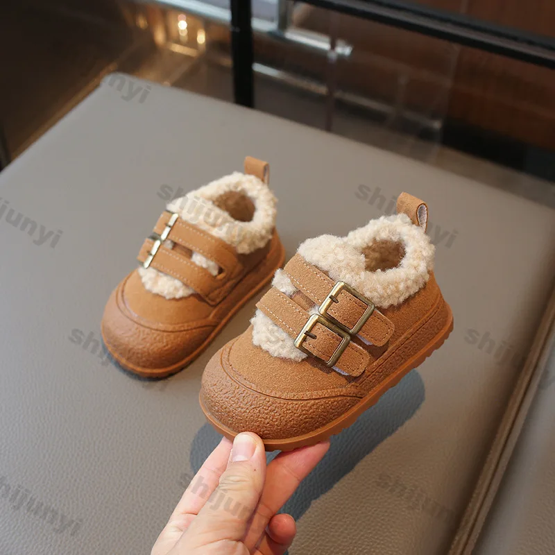 Winter Baby Shoes Plush Comfortable Children's Cotton Shoes Baby Soft Sole Comfort Buckle Anti Slip 1-3 Years Old Walking Shoes