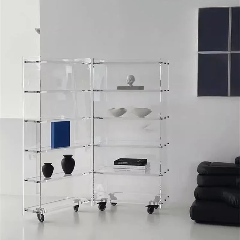 Transparent acrylic bookcase, multi-level display shelves in the living room, corner storage cabinet, bedroom wardrobe