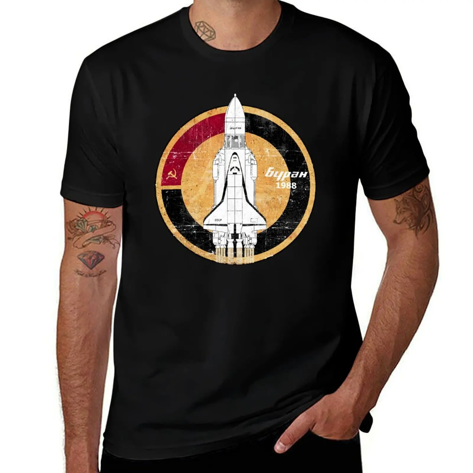 

Spaceplane Badge. shirts Buran (Буран) t 100% Rocket T-Shirt quality shirt Russian t cotton And high men cotton
