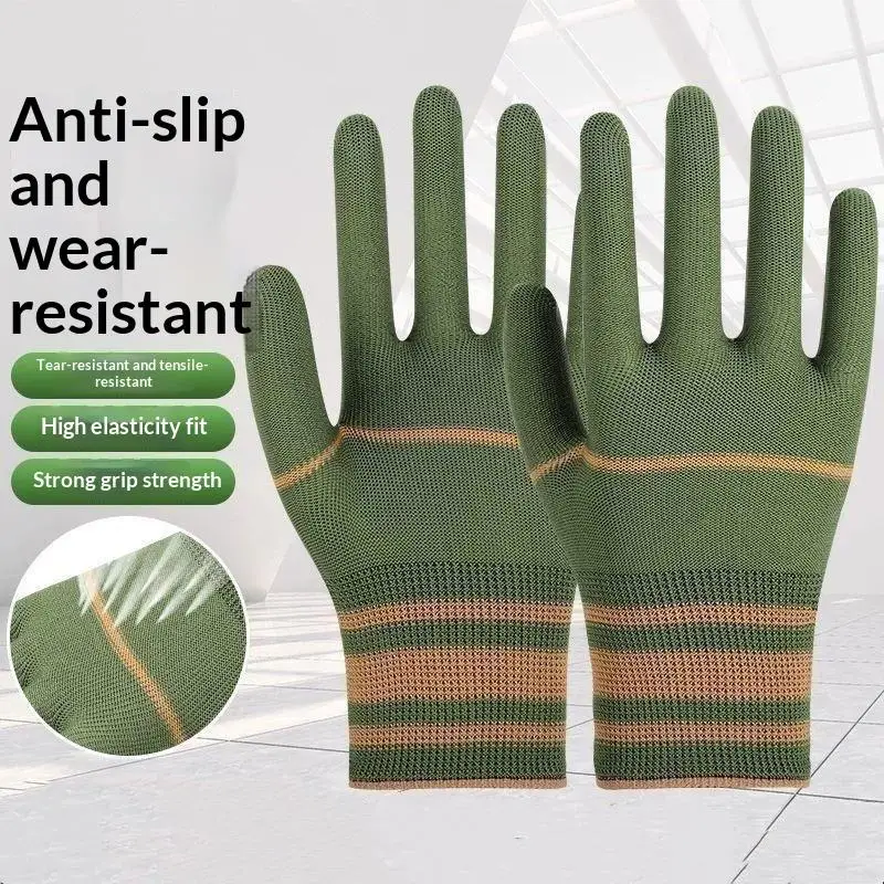 12 Pairs Nylon Work Gloves Non Slip Wear Resistant Safety Protective For Men Women Construction Warehouse Industrial