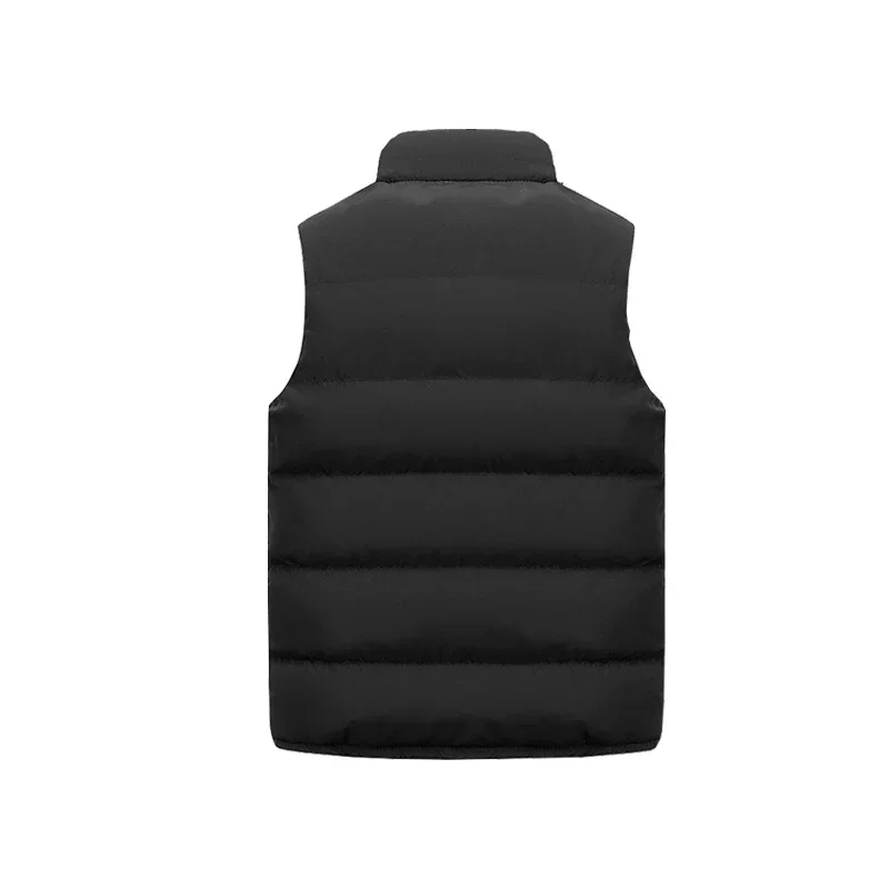 Fashion Sleeveless Zipper Down Vest 2024 New Mens Warm Solid Color Jacket Stand-up Collar Puffer Vest Coats 2023 Male Clothing