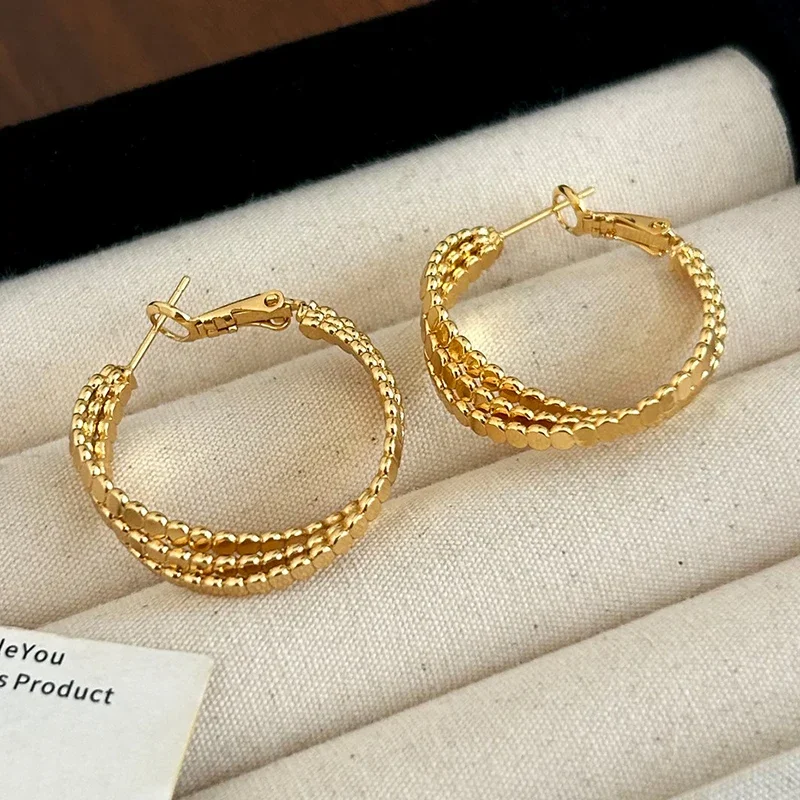 

Real 925 Sterling Silver 18K Gold Twisted Round Hoop Earrings for Women Trendy Fine Jewelry Personality Accessories