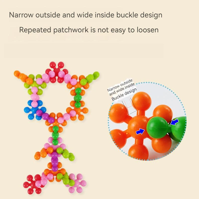 Children Colorful Plastic Plum Blossom Building Blocks Fun Assembled Snowflake Pieces Insert Enlightenment Early Education Toys