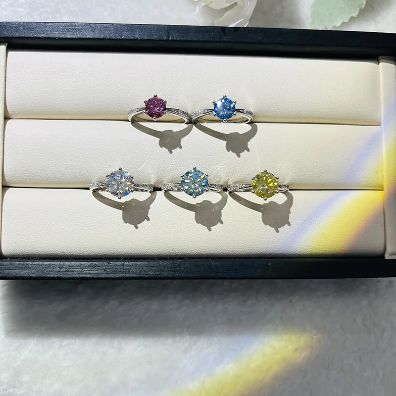 Joyce Kelly 1 CT Blau Grün Moissanit Ring Für Frauen Solide 925 Sterling Silber Braut Weibliche Verlobung Hochzeit Luxus Jewerly – Detail 9
