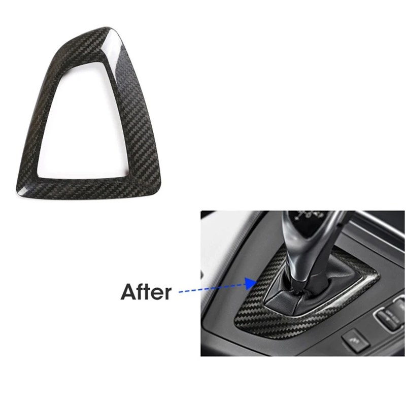 2X Carbon Fiber Car Gear Shift Knob Cover Sticker For BMW F30 F31 F35 F20 F21 F22 F23 RHD