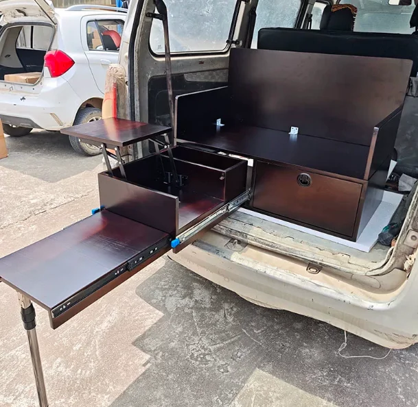 Car trunk cabinet coffee car lemon tea stall pizza mobile stall camping self-driving cooking pull table