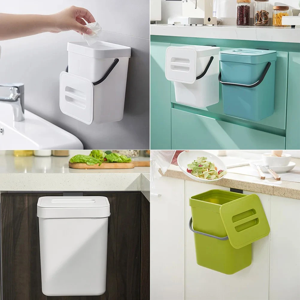 

D2 3L No Punch-Out Suspension Kitchen Compost Bin Waste Bin Household Countertop Container With Lid For Rubbish Composter Home