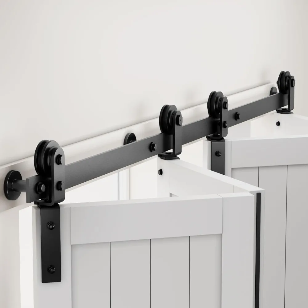 Bifold Barn Door Hardware: 80 inch Bi-fold Sliding Barn Door Hardware Track Kit for 76
