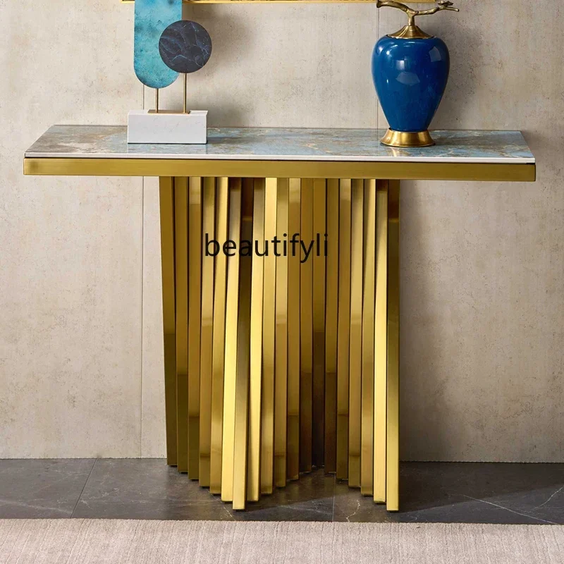 M178 Italian light luxury marble luxury stone entrance table corridor ultra-narrow entrance cabinet end view table