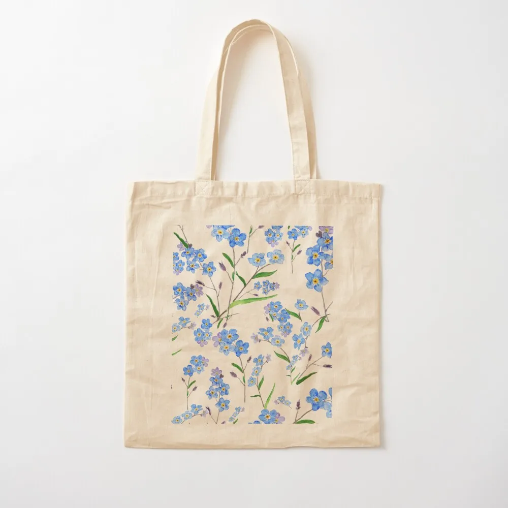 

blue forget me not pattern watercolor Tote Bag sacs de shopping Beach bag ecological bags tote bags cloth bags
