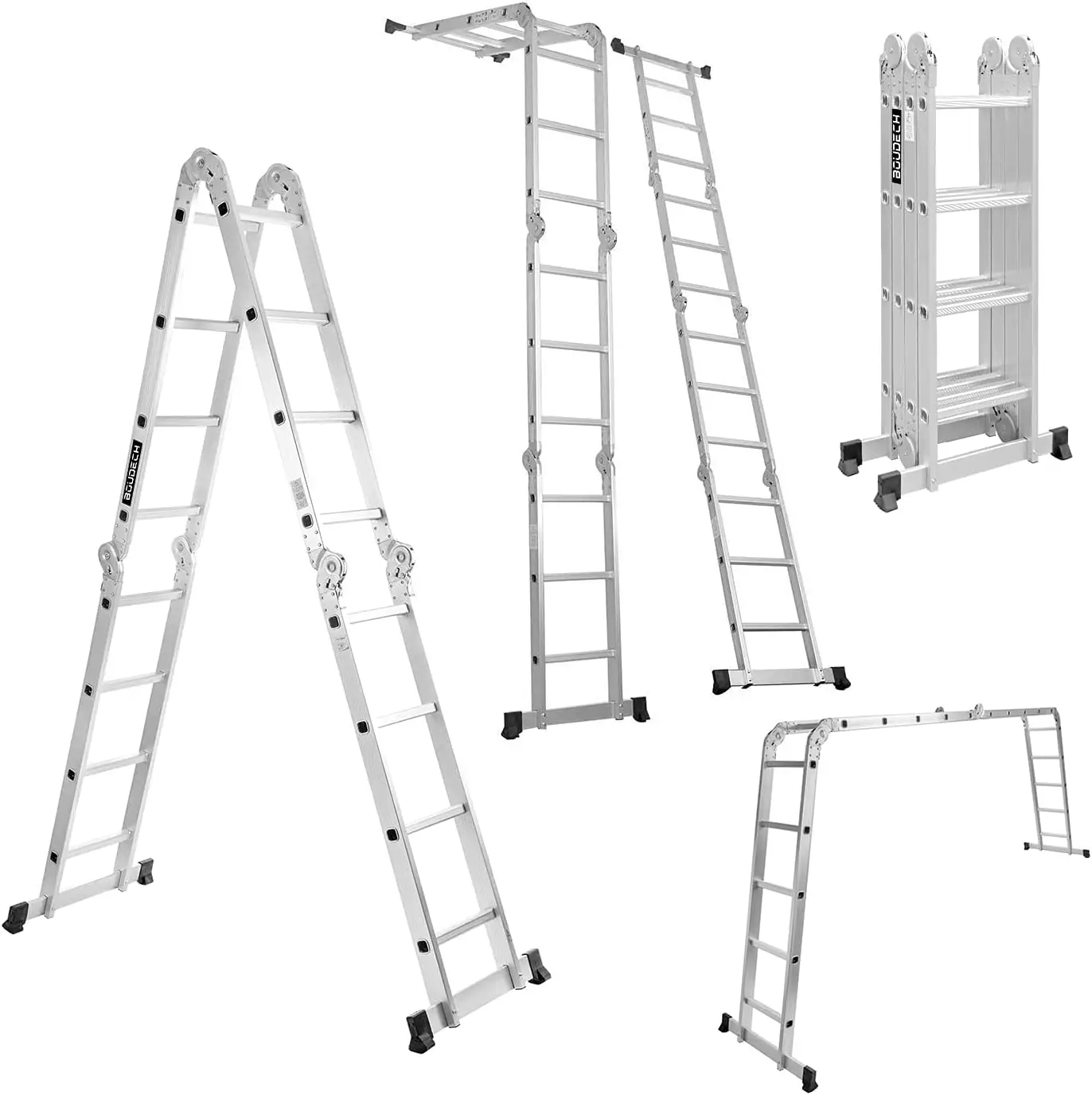 - RIG-4x4 Mehrzweck-Klappleiter aus Aluminium mit Gerüstplattform für Gerüste