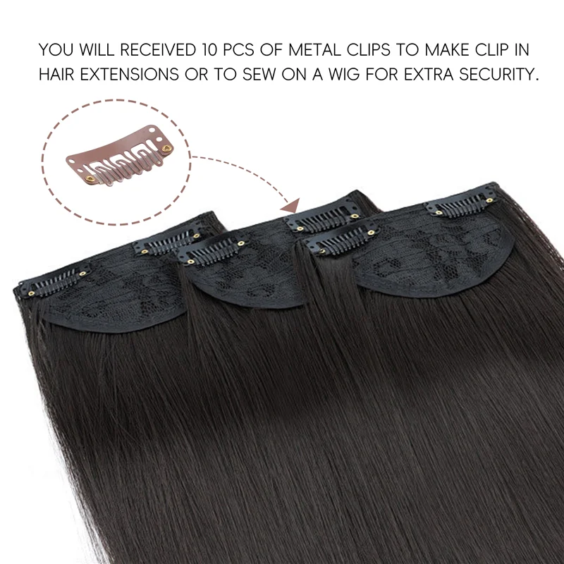 EIEI 10Pcs Brown Snap Clips U-Shape Metal Clips For Hair Extensions DIY