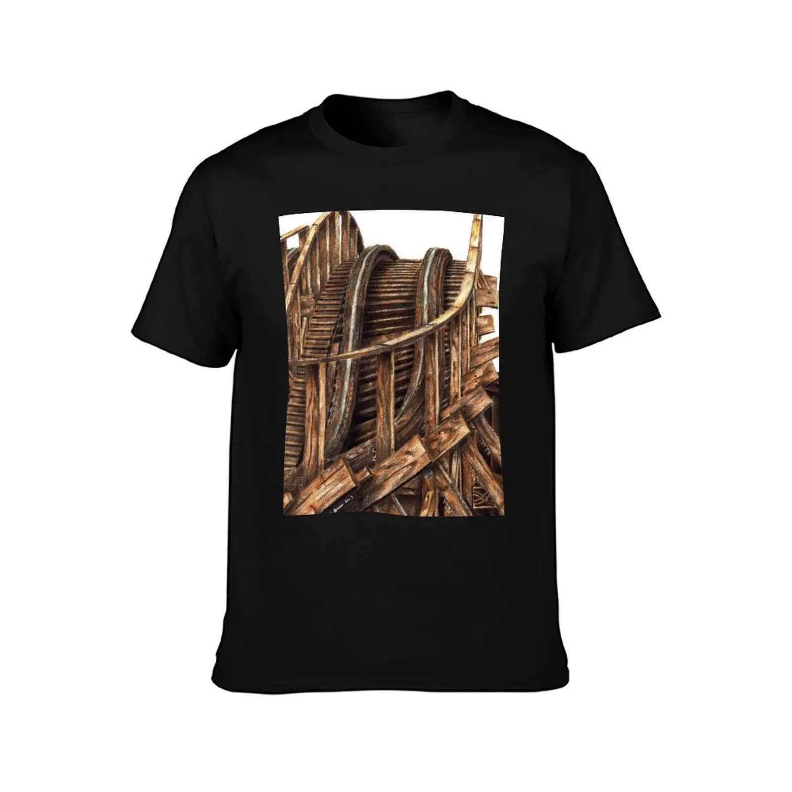 Wooden Coaster T-Shirt Street Fashion Casual Tee Shirt T-Shirt