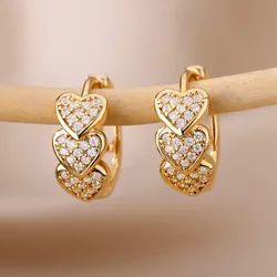 Zircon Heart Hoop Earrings for Women Stainless Steel Circle Huggie Earrings 2023 Trend Couple Wedding Jewerly pendientes mujer