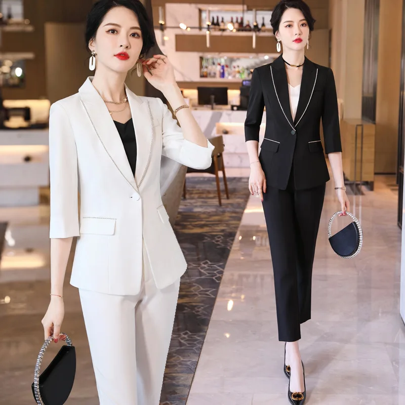 White Suit Set Women\'s Summer Thin High-Grade Fried Street Business Wear Temperament Goddess Style Western Style Fashion Tailore