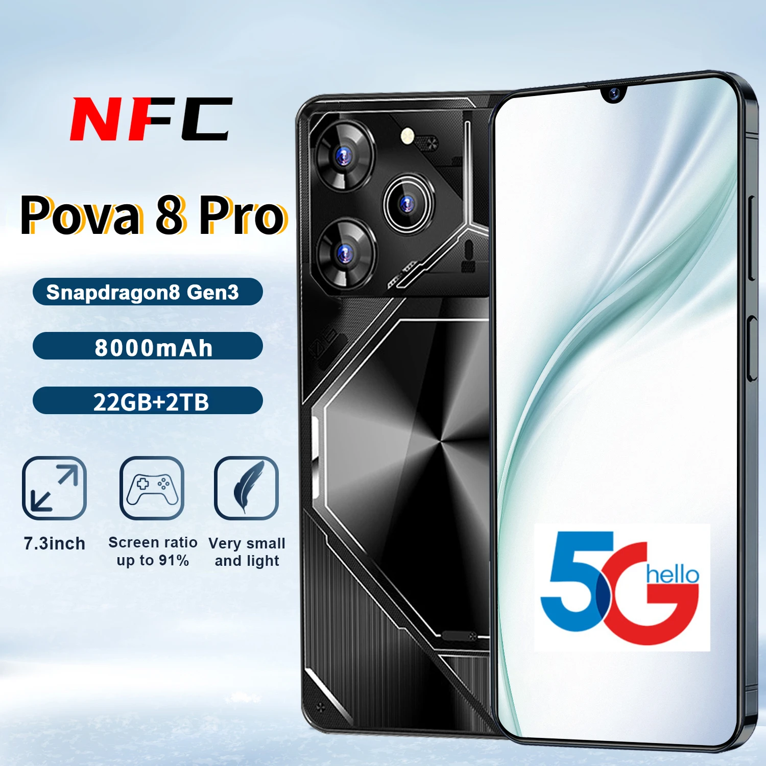 

Смартфон Pova 8 Pro, разблокированный, HD экран, Максимальная память, 22 ГБ + стандартная версия, две Sim-карты, Celulares, Android 14, разблокированный, сотовый телефон 8000 мАч