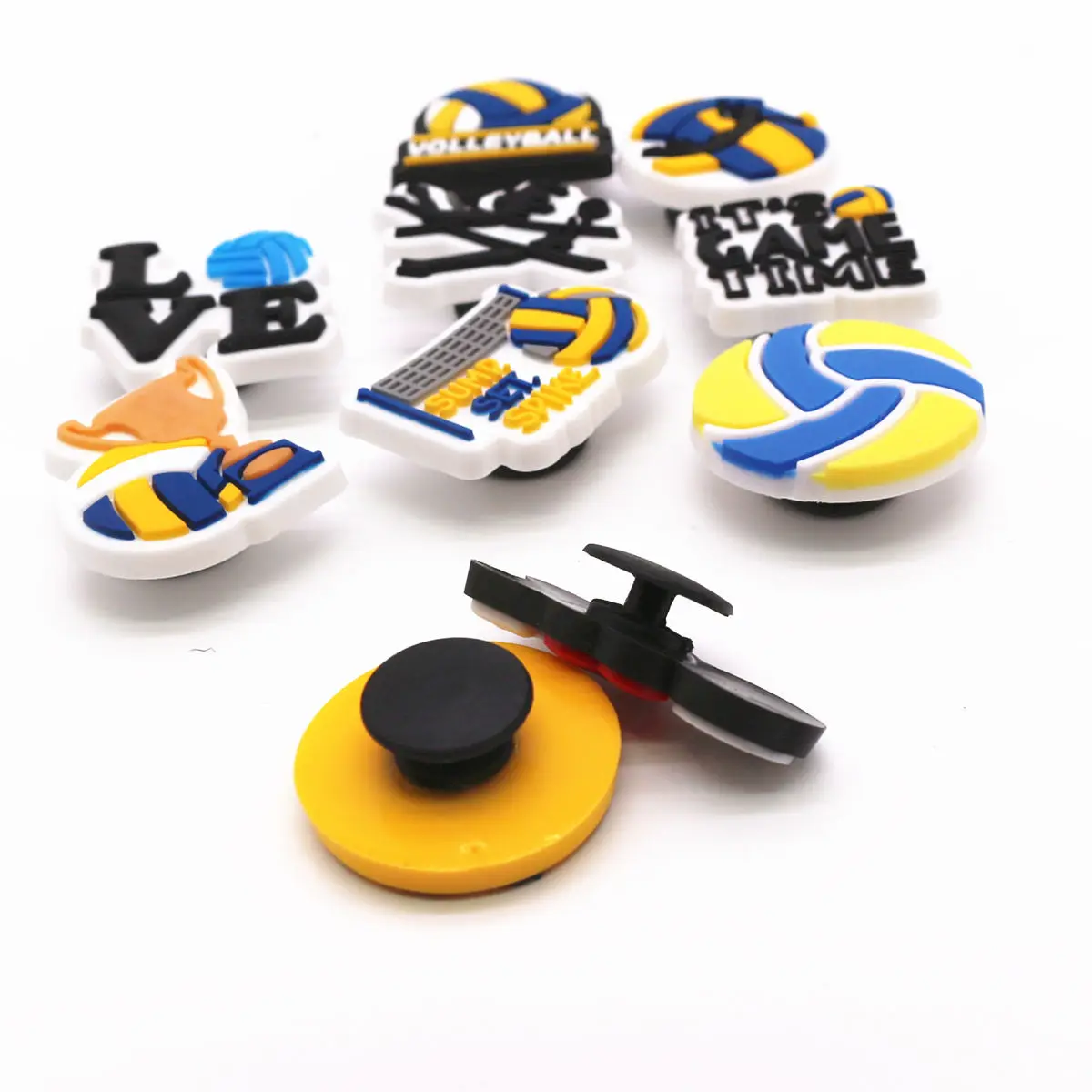 Hot Style 1pcs Vollyball Game PVC Shoe Charms Accessories Volley Ball Sandals Buckle Decorations for Unisex Party Friend Gifts