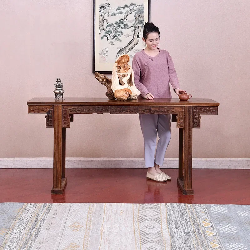 For Solid Wood Antique Buddhist Platform Mahogany Chicken Wing Wood Entrance Table Flat Head Case Home Decor Furniture