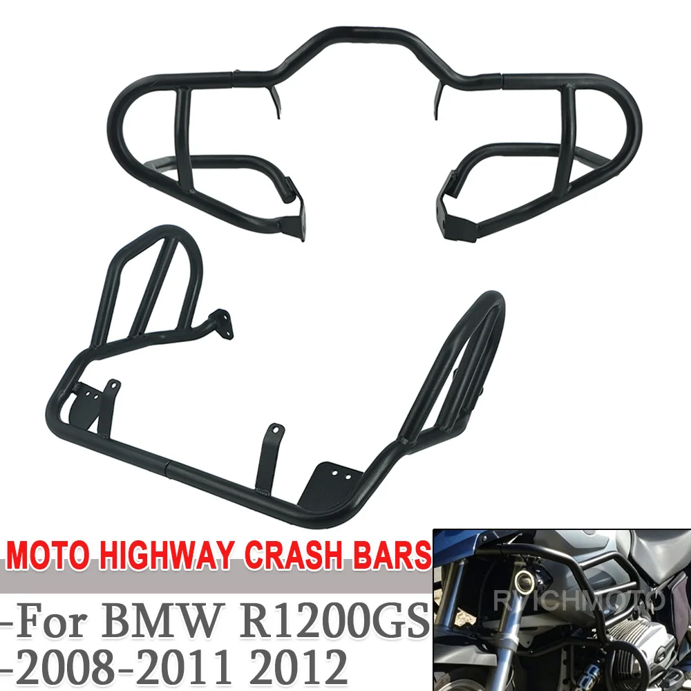 Motorcycle UPPER&LOWER Highway Crash Bars Engine Tank Guard bar Bumper Protector For BMW R1200GS R1200 GS Oil Cooled 2008-2012
