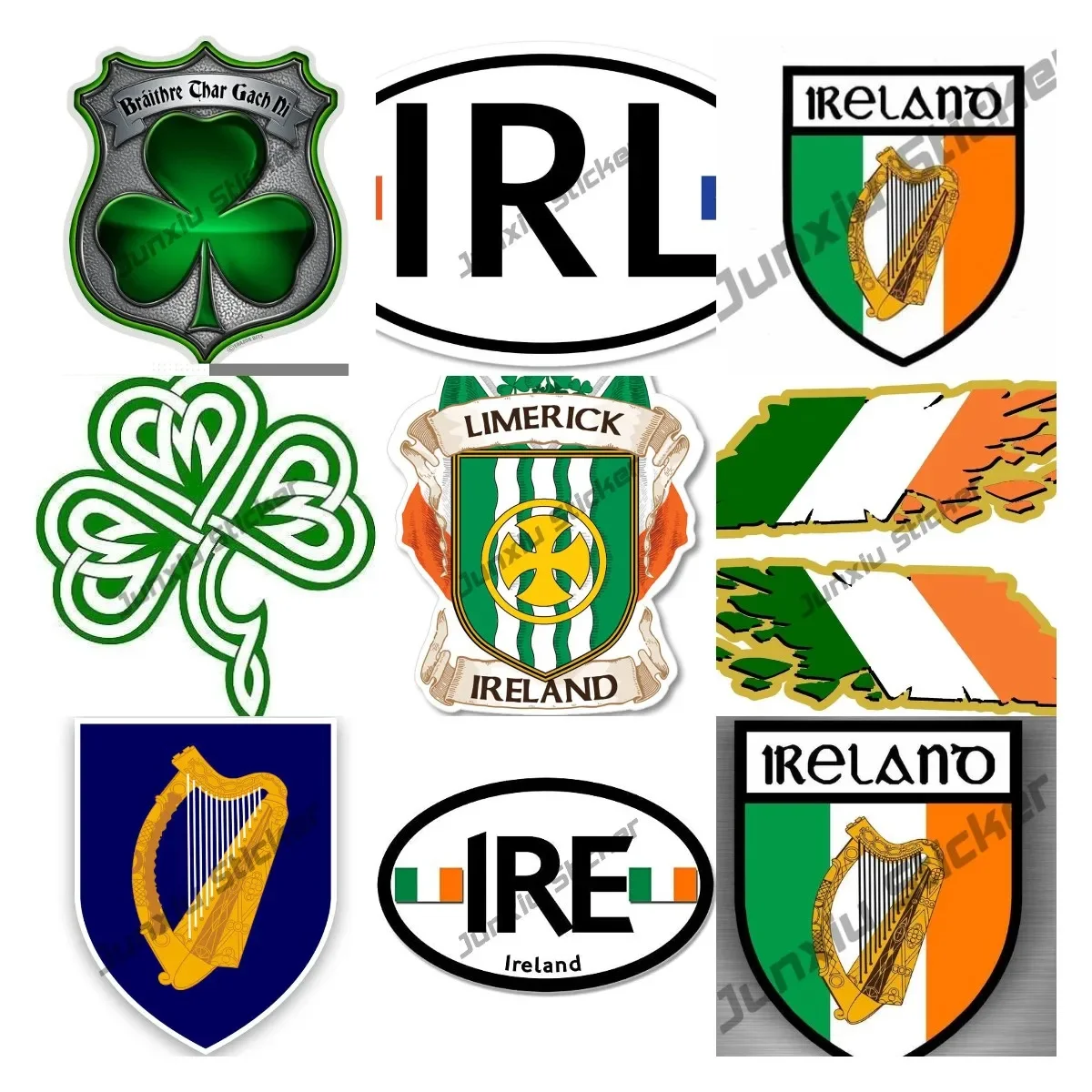 Irish Crest Sticker Self-adhesive Vinyl Irish Flag IRL Decal Car Shield Motorcycle Tuning Irelande Irish Royal Flag  Accessories