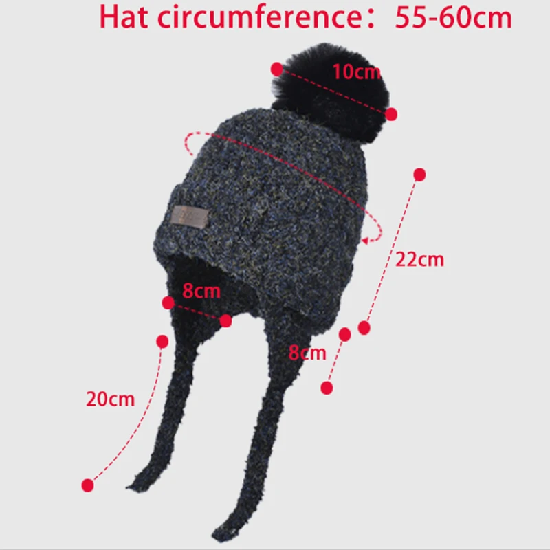 Women Hat Earmuff Beanies Plush Lining Ear Protection Knitted Hat Female Woolen Hat Outdoor Cycling Neckerchief Combo