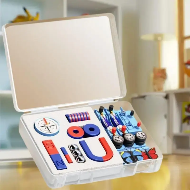 Kit de experimento científico infantil - Conjunto educacional de ímãs de física STEM com barra, anel, ferradura e ímãs em forma de U