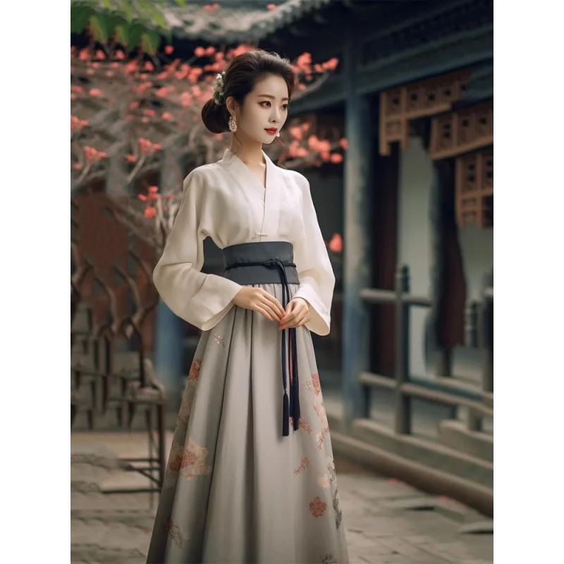 

Elegant Horse Face Skirt Daily Summer New Chinese Women's Suit Elegant New Improved Hanfu Adult Song System Performance Skirt