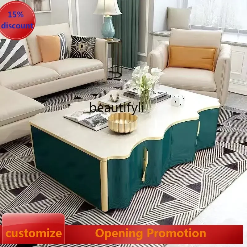 

Light Luxury Coffee Table American Solid Wood Coffee Table Living Room Stainless Steel Tea Table TV Cabinet Unit Furniture G1218