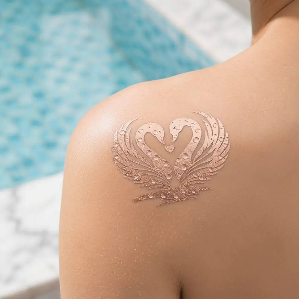 4pcs Flower Temporary Tattoos Waterproof Rhinestone Heart Tattoo Sticker Water Resistant Sweat-proof Body Art Sticker