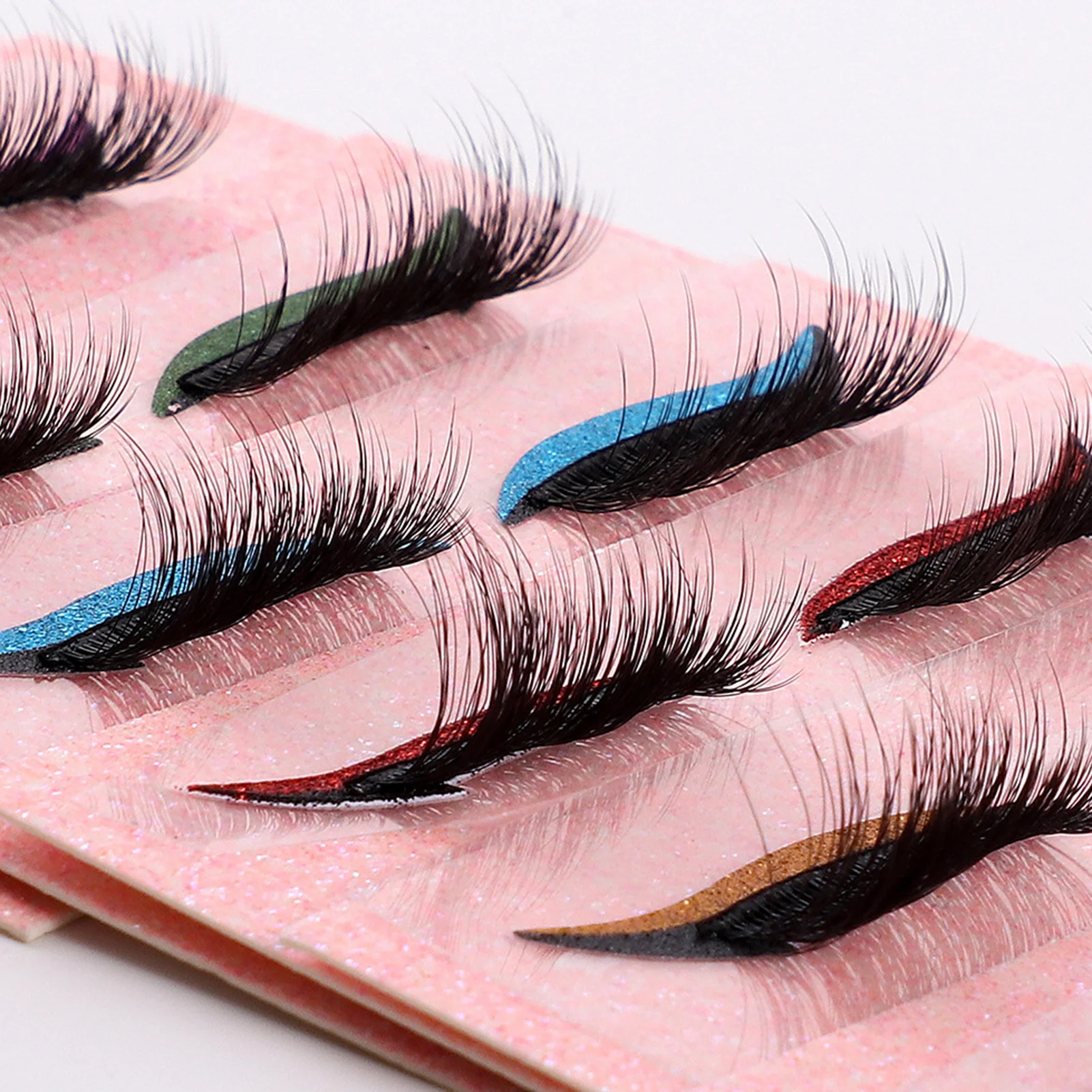 

7 Color false Eyelashes With Eyeshadow Eye-liner Thick curled up Wispy Colored Eyelashes strips cosplay Makeup Salon DIY