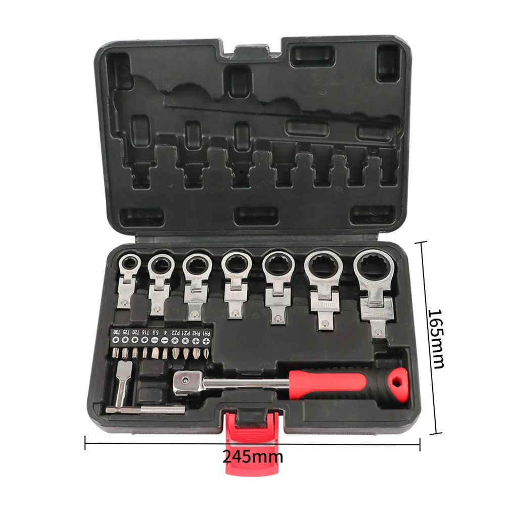 20pcs Flex Head Ratchet Wrench Set 8-19mm Changeable Torx Head Screwdriver Tools Chrome-vanadium Steel Wrenches