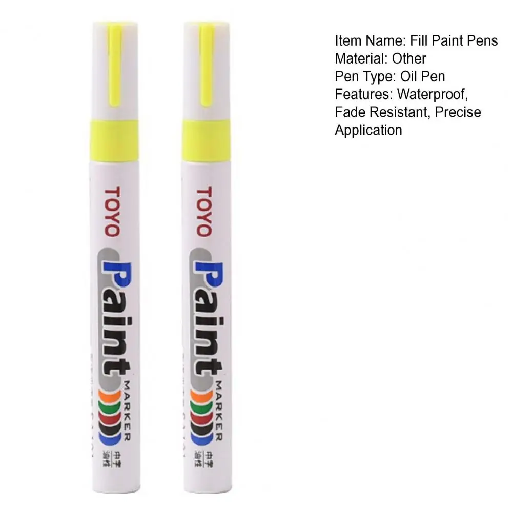 2Pcs 15cm Tire Mark Paint Pens Waterproof Fade Resistant Precise Application Fill Paint Pens Office Paint Vehicle Accessories