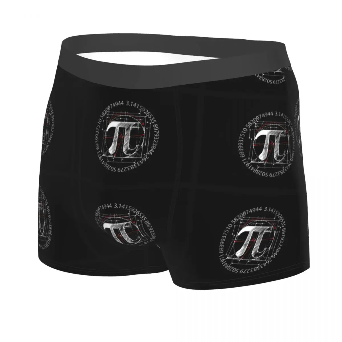 Custom Pi Symbol Line Drawing Underwear Men Breathable Math Science Boxer Briefs Shorts Panties Soft Underpants For Male