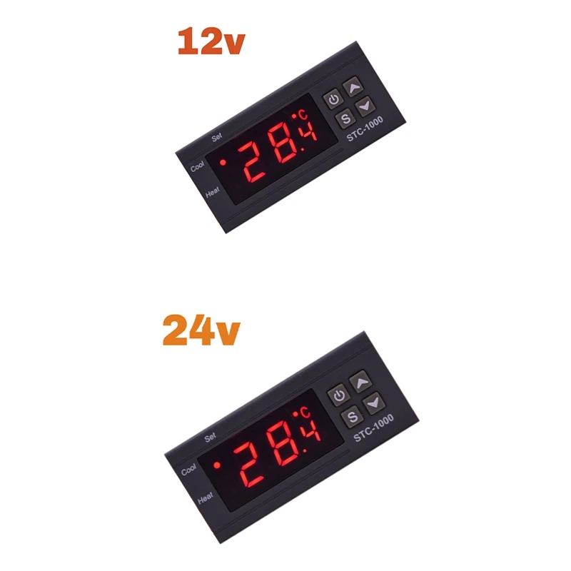 STC 1000 termostat Digital LED, untuk inkubator pengontrol suhu termoregulator pendingin pemanas Relay