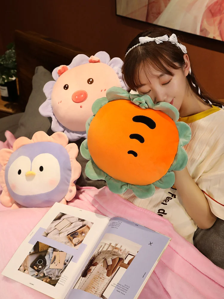 

Warm Hand Pillow Plush Toy Blanket Three-in-One Winter Cartoon Soft Stuffed Doll for Men And Women Cute Hand Insertable Cushion