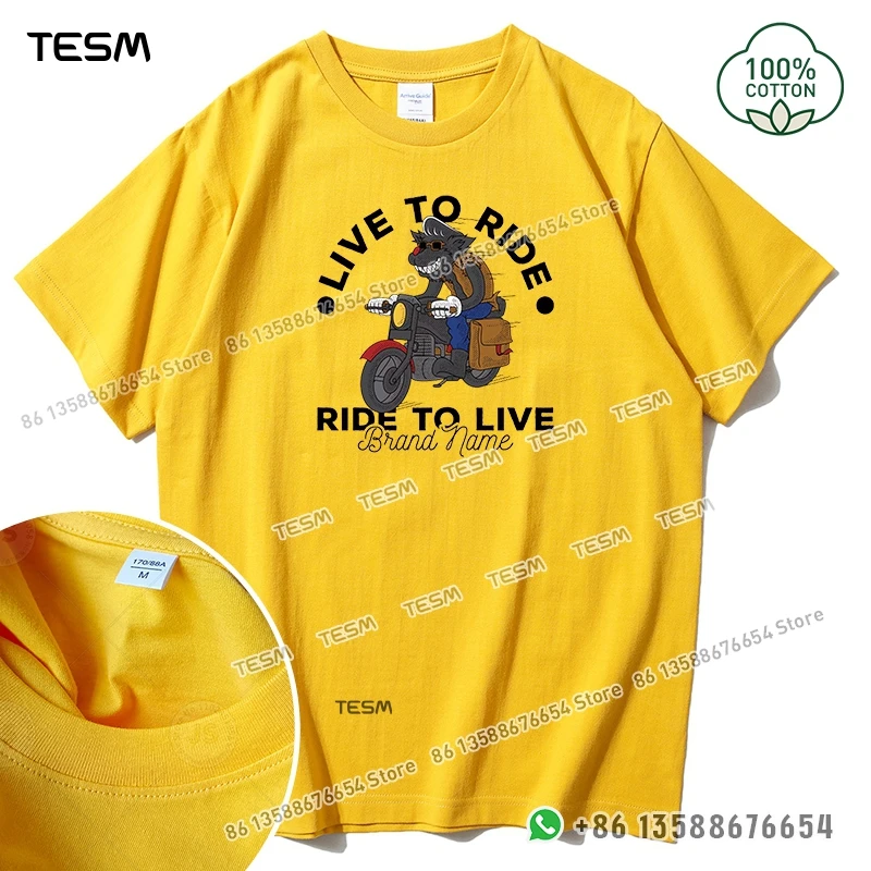 

TESM Motorcycle Style Pattern Men Cotton T-shirt Casual Loose Short-sleeve Party Parent-child Outfit Mom Dad Family Vacation Top
