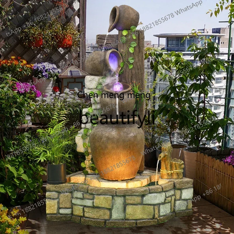 D178  Imitation pottery pot flowing water ornament courtyard landscaping indoor decoration rockery fountain outdoor fish pond
