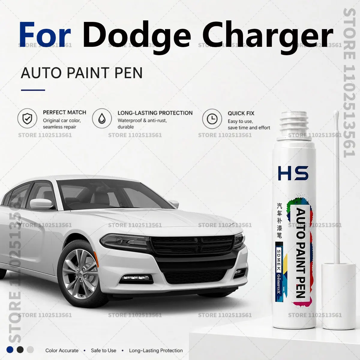 For 2005-2025 Dodge Charger Touch Up Paint Pen – Quick Car Scratch Repair for Chips & Minor Scratches Gray Black Green White Red