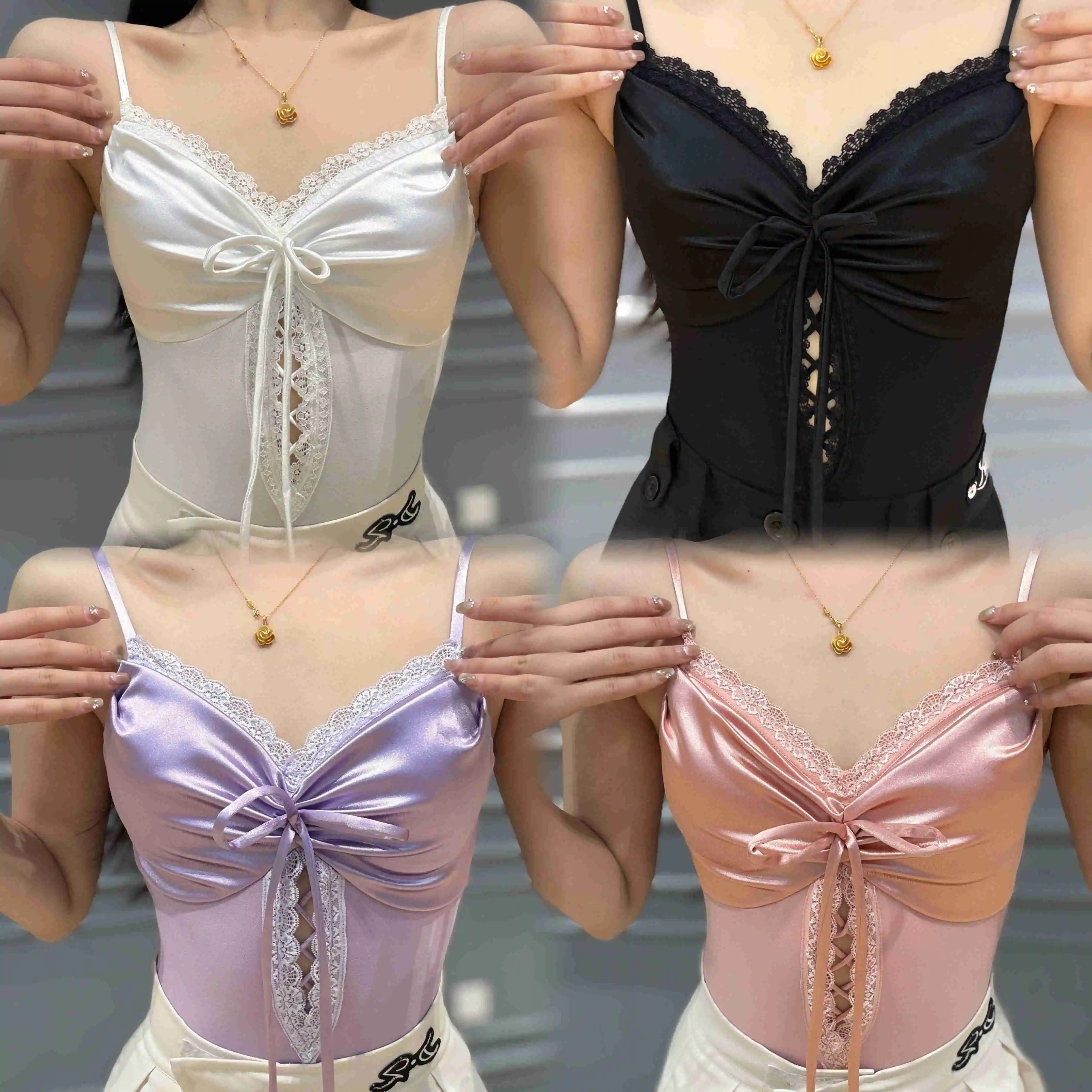 

Summer Satin Suspender Latin Dance Tops Women Sexy Lace Bodysuit Ballroom Dance Practice Clothing Performance Dance Wear NV22674