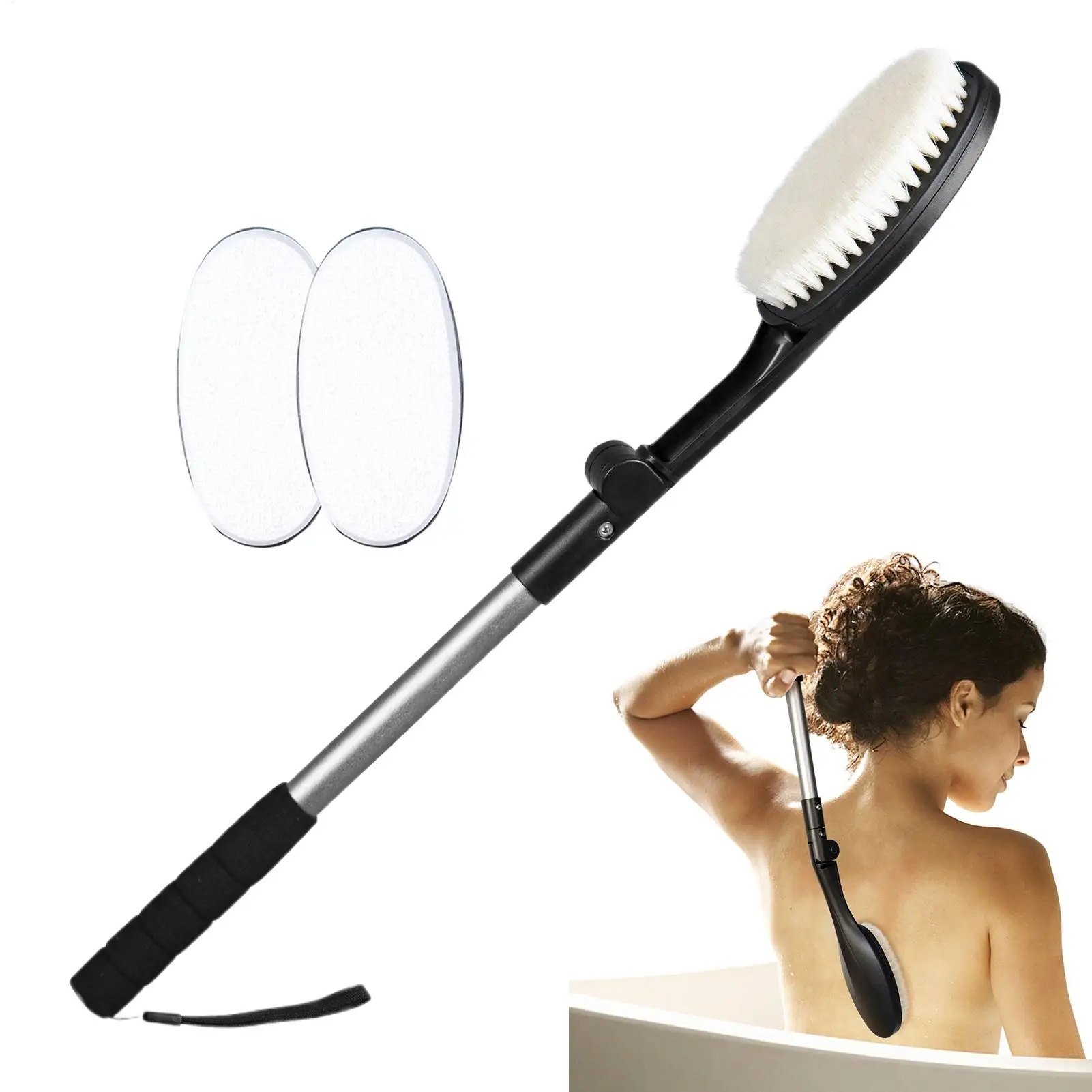 1PC Bath Brush Foldable Anti-Slip Long Handle Cleaning Body Scrub Brush Back Scrubber Shower Massager Body Exfoliator Tool