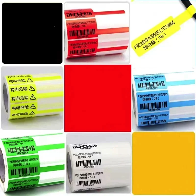 Etiqueta para Cables 70*24 84*26 78*25mm, Etiqueta de Identificación de Fibra Óptica a Color, Resistente a Desgarros, Adhesivos Autoadhesivos en Rollo para Impresora de Cintas