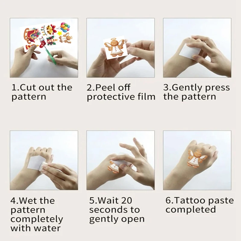 10pcs Christmas Tattoo Stickers Treat Kids Gifts Santa Elk Snowman Xmas Christmas Party Favor Waterproof Tattoos Stickers Gifts