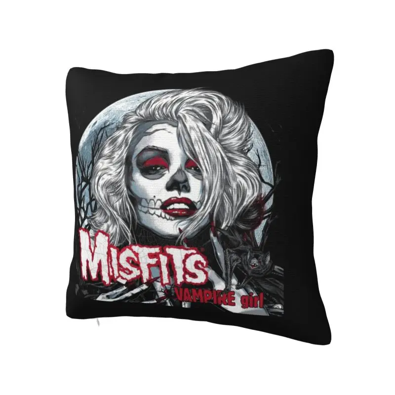 Custom Soft Heavy Metal The M-Misfitses Skull Throw Pillow Cover Decoration Square Cushion Cover Pillowcover for Sofa