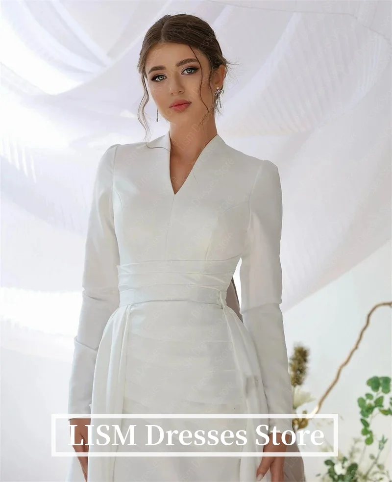 LISM Abiti da sposa musulmani modesti Abiti da sposa civili da pavimento di lusso a maniche lunghe più abiti da ballo da sera personalizzati 2026