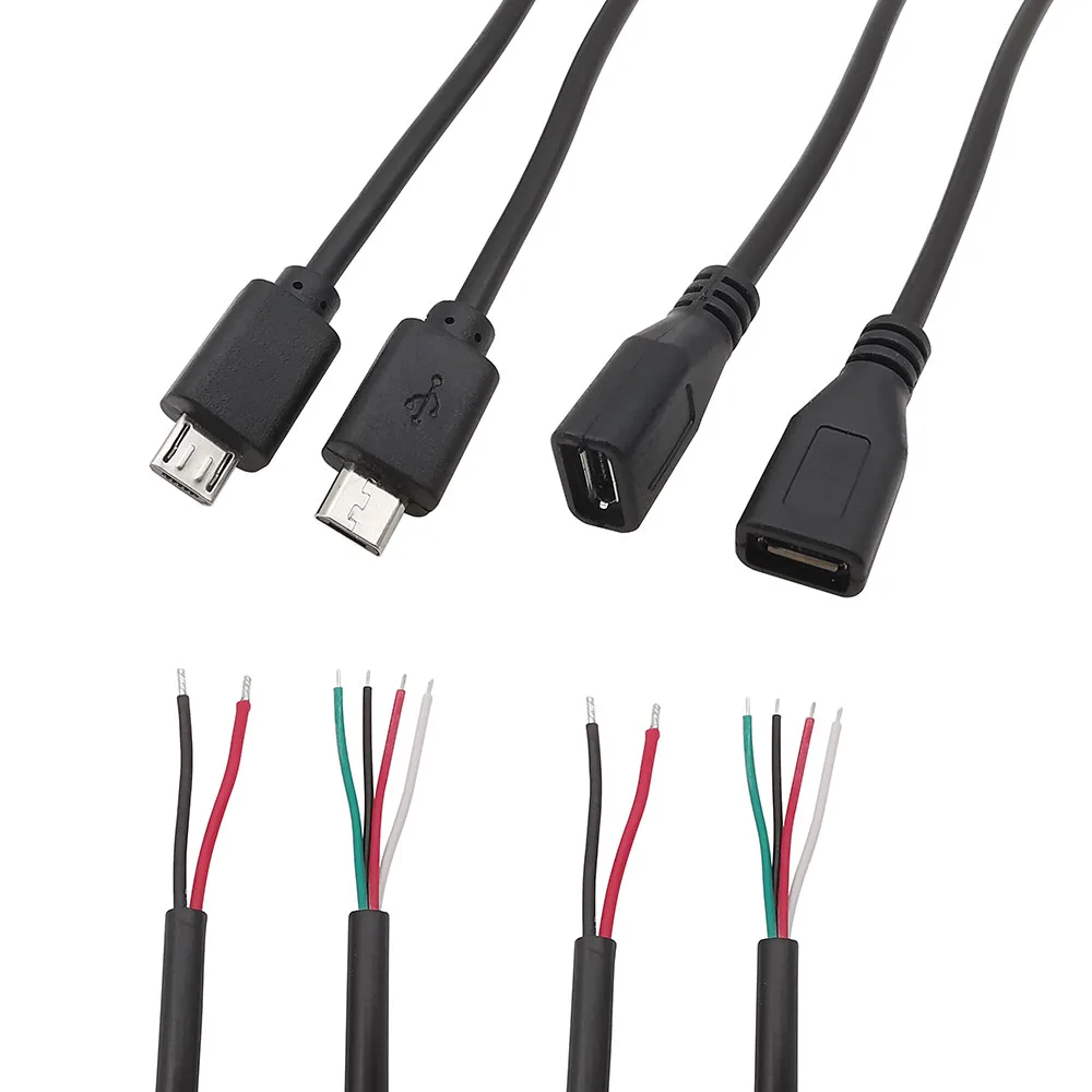 Cable Micro USB Macho-Hembra 2/4 Pines Carga Datos 0,3m 1m