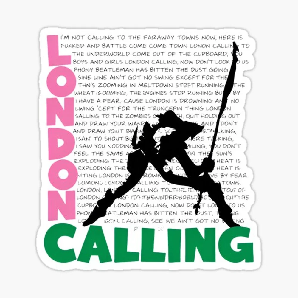 LONDON CALLING Iconic Punk Rock -50 Sticker for Laptop Decor Bedroom Car Cute Cartoon Art Fashionable Public Suitcase