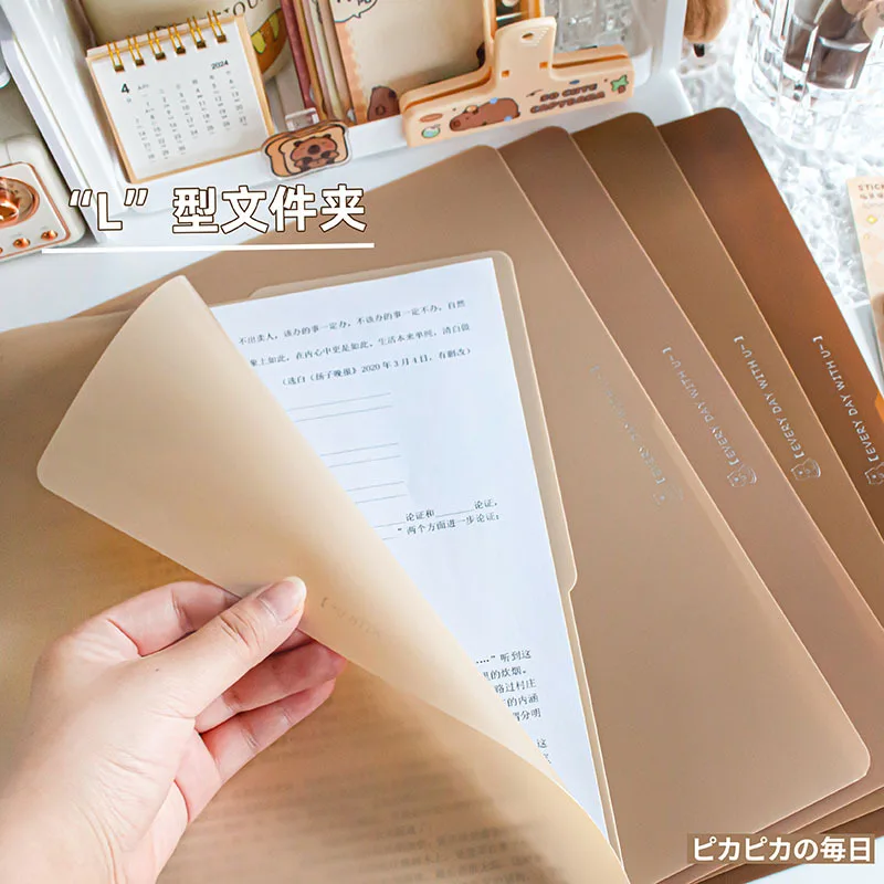 10 Pieces File Bag Plastic  A4 Paper Storage Folder  Transparent Portfolio Policy Briefcase with Label Waterproof File Bag