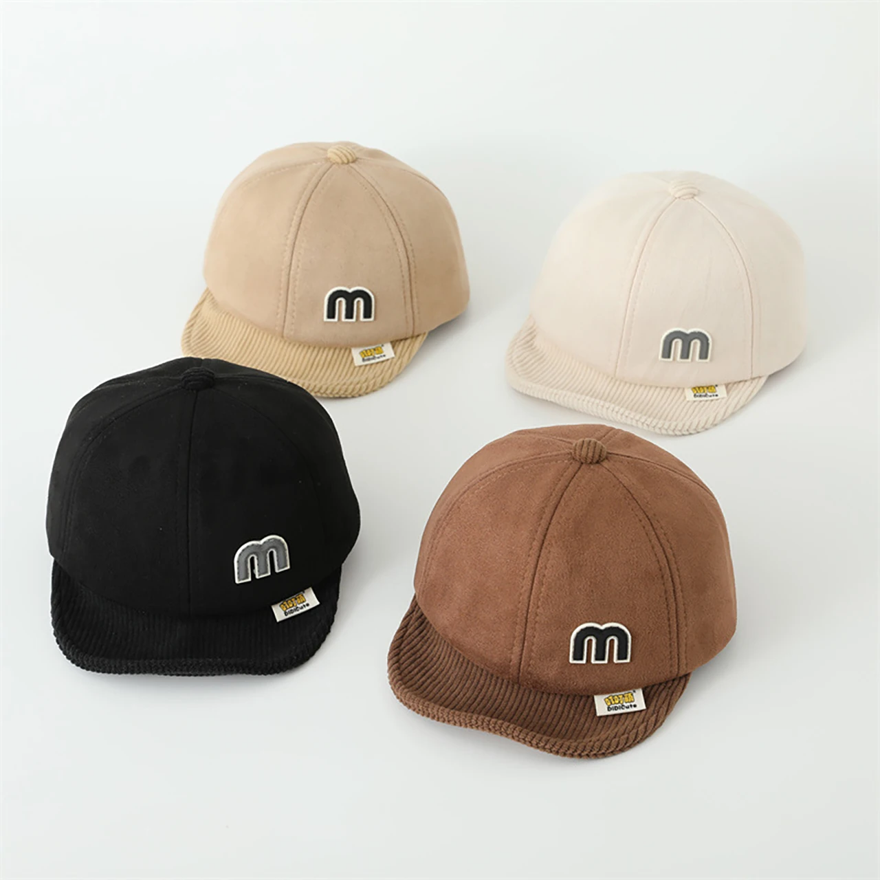 

Autumn Corduroy Duckbill Cap For Children Baseball Caps m-Letter Duck Tongue Hat Fashion Kids Sunshade Visors 6-24Month Baby